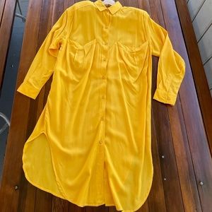 80's/90's Yellow Erika Taylor Blouse Dress Size Small